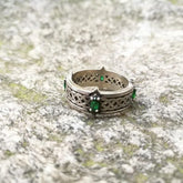 Vintage Green Gemstone Celtic Knot Ring Witchcraft Witch Knot Open Adjustable Ring Lucky Jewelry for Men Women